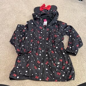 Girls Minnie Mouse Wind Breaker with Red Bow, Sz 8